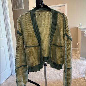 Green Cropped Knit Sweater